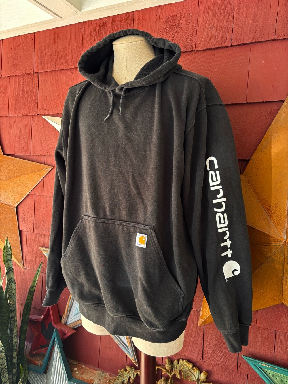 Carhartt Black Pullover Hoodie Loose Fit Men's Size XL
